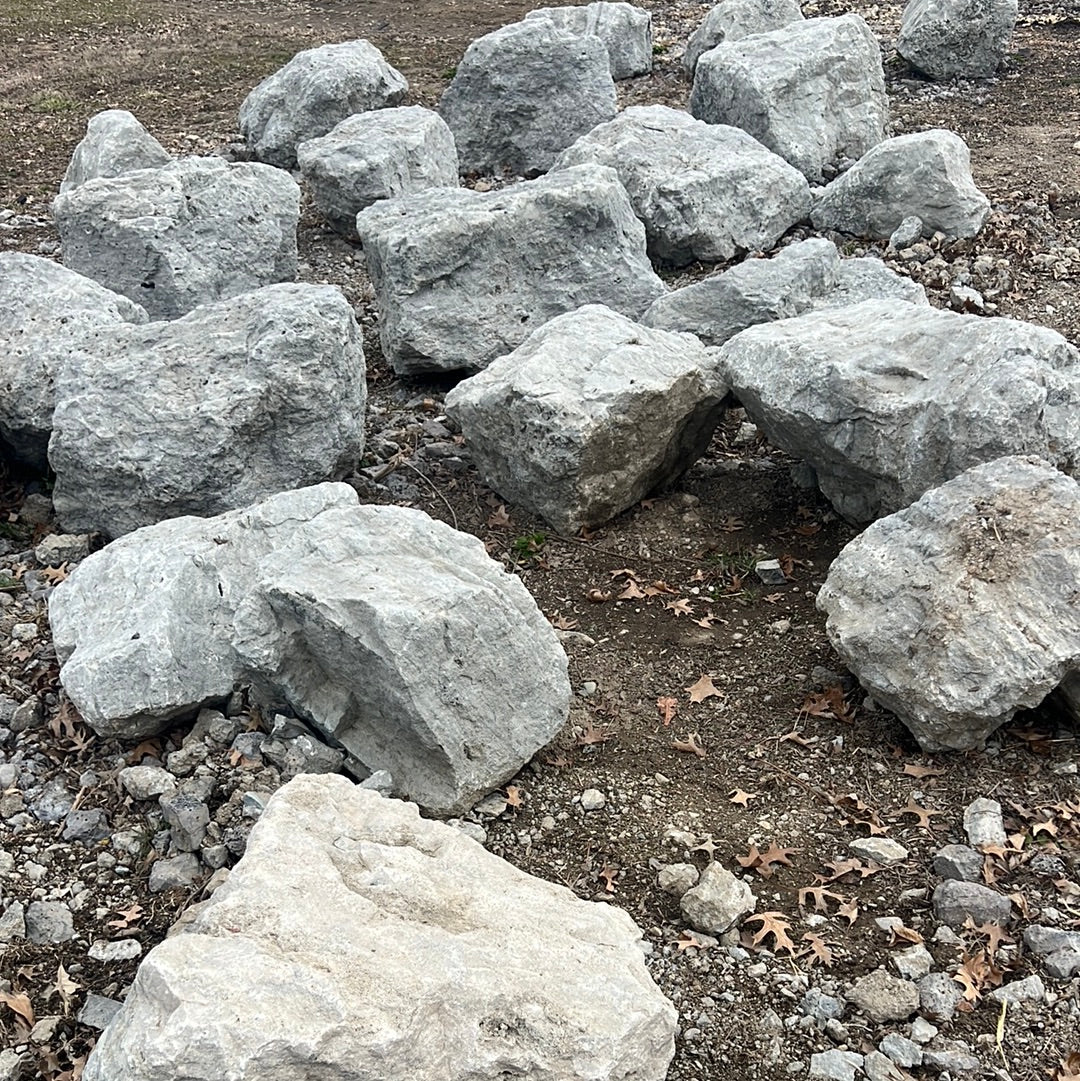 Grey limestone boulders