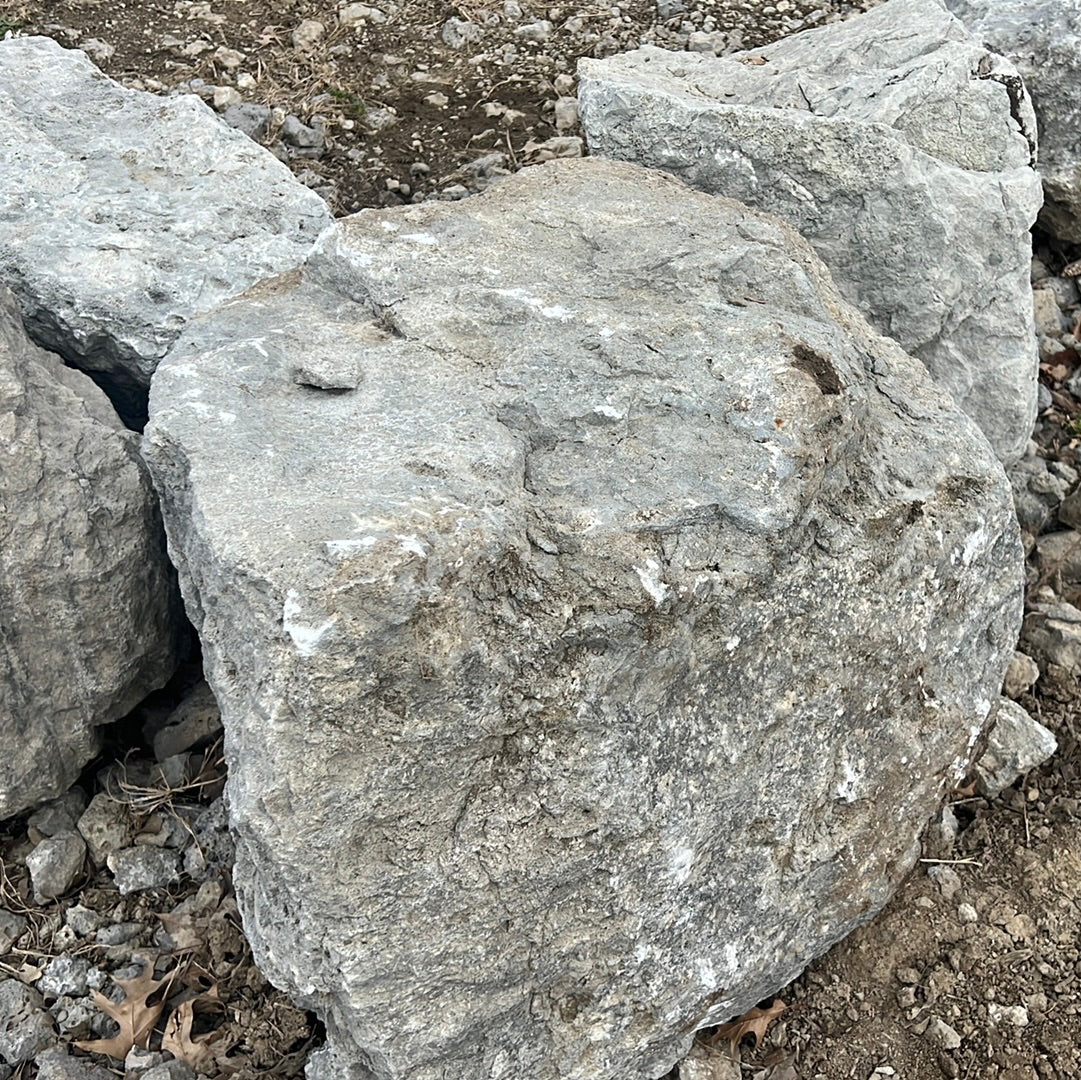 Grey limestone boulders